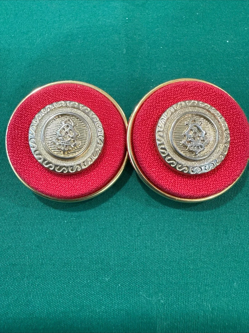 Designer look a like  Red Gold-Tone Button Earrings - Unbranded. 46B